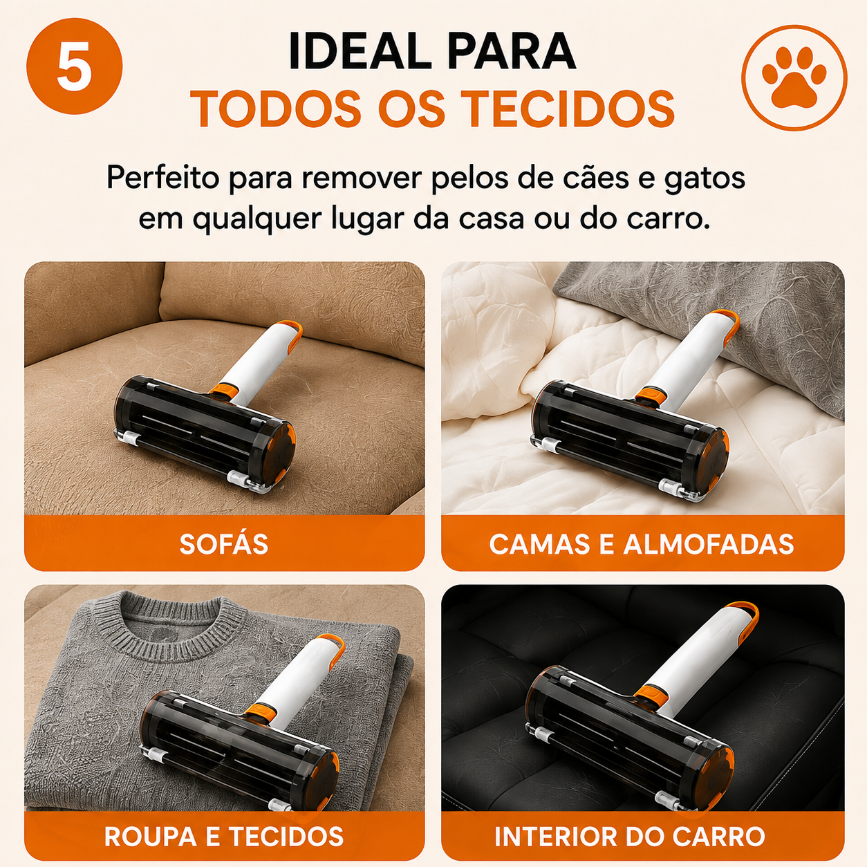 LIMPAW Roller™ — Removedor Reutilizável de Pelos de Animais